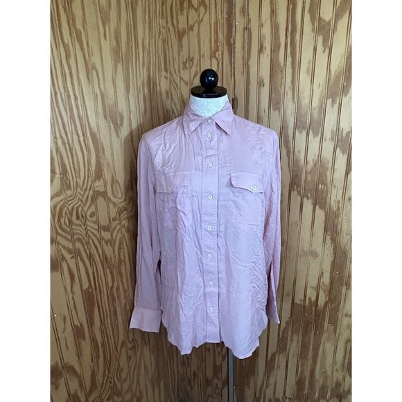 Frye Addie Westor Light Pink Button Up Blouse Collared Pockets Size S - Picture 2 of 10